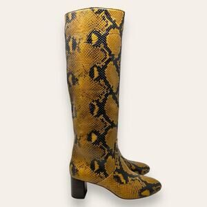 Loeffler Randall Goldy Leather Golden Tall Heeled Boot Snake Python Embossed 5